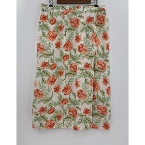 NWOT Joie Floral‎ Print 100% Linen Midi Skirt Size XL Boho Preppy Coastal
